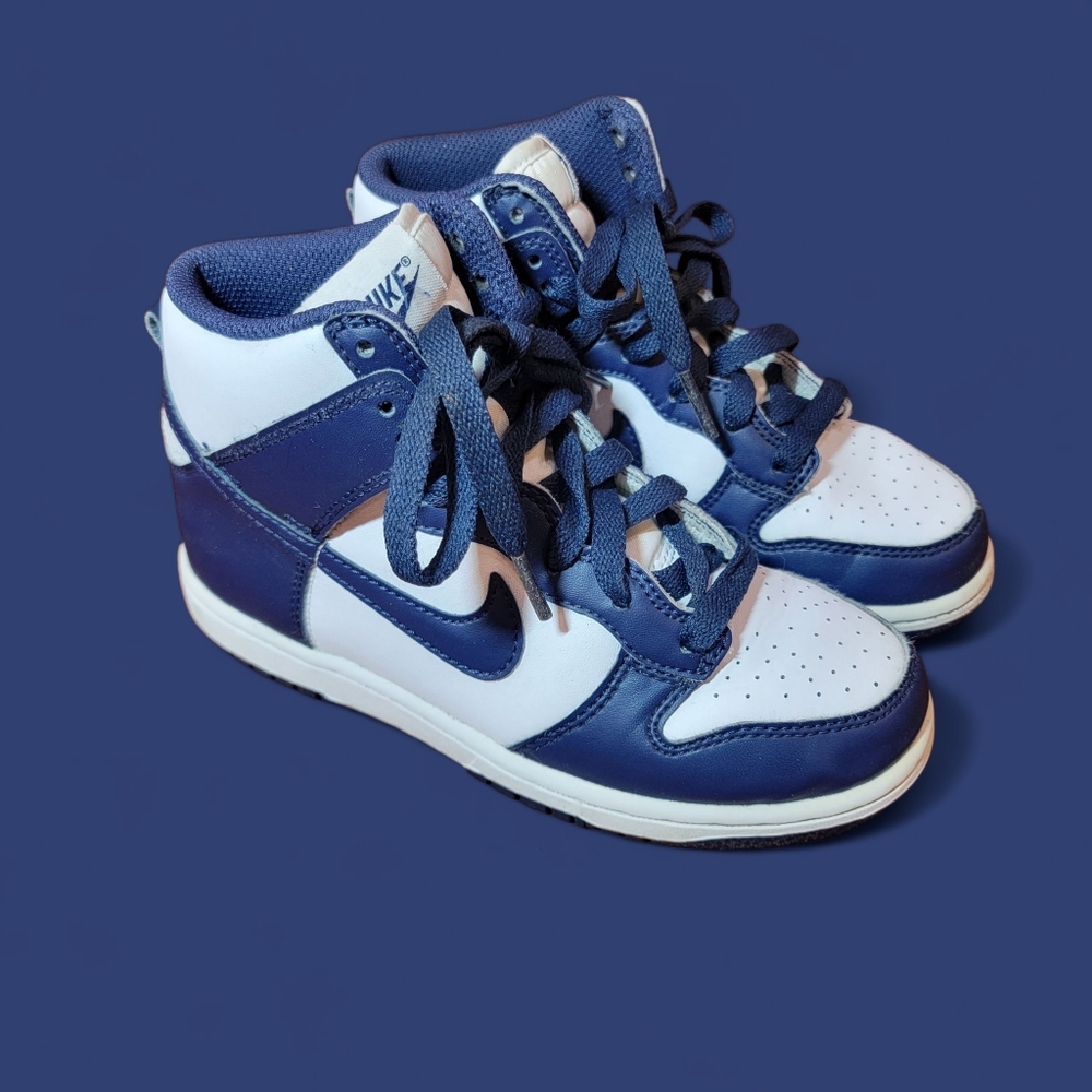 Nike Boys Dunk High Tops Midnight Blue And White Size US 1Y